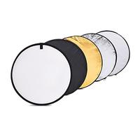 Réflecteur de Lumière, Andoer 5 en 1 Réflecteur 24 pouces/60cm Portable Réflecteur Photo Multi-Disque Pliable avec 5 Couleurs Translucide, Argent, Or, Blanc et Noir pour Photographie Video Studio