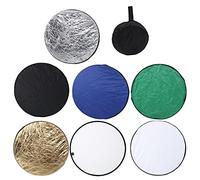 Réflecteur de Photographie 7 en 1, réflecteur de Studio Photo Pliable Portable, diamètre 80 cm/31,5 Pouces avec Reflets Argent Or Noir Blanc Vert Doux Bleu,