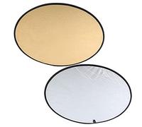 Réflecteur rond pliable 2 en 1 pour photographie de 110 cm avec sac de rangement portable - Surfaces réfléchissantes argentées et dorées pour intérieur portrait - Convient aux supports standard