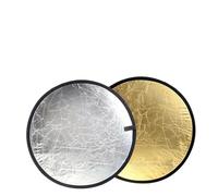 Réflecteur Rond pour Photographie, Réflecteur de lumière Multicolore Pliable 2 en 1 60 cm(Silvery Golden)