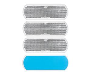 Réflecteurs à Coller, 4 Pièces, Blanc, 111 x 38 mm, avec Marque d'Homologation E, Réflecteur de Sécurité pour Remorque, Caravane, Poteau, Œil de Chat Droite Gauche, Trailer Reflector, catadioptre