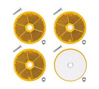 Réflecteurs à Visser, 4 Pièces, Orange, Ø 60 mm, avec Marque d'Homologation E, Vis M5 + Écrous Inclus, Réflecteur de Sécurité pour Remorque, Caravane, Poteau, Œil de Chat Droite Gauche, Reflector