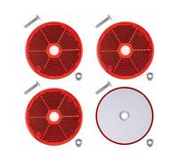Réflecteurs à Visser, 4 Pièces, Rouge, Ø 60 mm, avec Marque d'Homologation E, Vis M5 + Écrous Inclus, Réflecteur de Sécurité pour Remorque, Caravane, Poteau, Œil de Chat Droite Gauche, Reflector