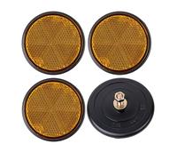 Réflecteurs avec filetage, 4 Pièces, Orange, Ø 59 mm, avec Marque d'Homologation E, Réflecteur de Sécurité pour Remorque, Caravane, Poteau, Œil de Chat Droite Gauche, Trailer Reflector, catadioptre