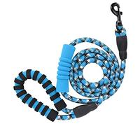 Reflective Dog Leash for Medium & Large Dogs | High - Density Nylon Rope with Padded Handle | 360° Rotating Metal Hook | Walking/Running/Training | Night Visibility Enhanced (Blue)