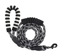 Reflective Dog Leash for Medium & Large Dogs | High - Density Nylon Rope with Padded Handle | 360° Rotating Metal Hook | Walking/Running/Training | Night Visibility Enhanced (Black)