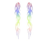 Reflective Flame Sticker Set | Waterproof Self Adhesive High Visibility Car Bike Motorcycle Decal 20×7cm Colorful Outdoor Styling Accessory | Helmet Truck Laptop Fridge Decoration Safety Mark