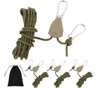 Reflective Guy Rope,4 Pack 4m Reflective Guy Rope,4mm Adjustable Rope Rope Tent Rope With Storage Bag,For Camping Sun Shade Sail (Olive Green)