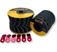Reflective Guy Ropes With Tensioner Aluminum Alloy Nylon Tensioner Cord For Tent Tarp Camping 4mm (30m 50m) + Keys