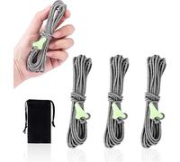 Reflective Tent Bungees 2mm Uhmwpe 13ft Guide Rope With Luminous Tensioner For Camping Hiking Awning,Tents (Gray)