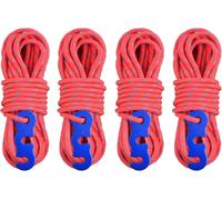 Reflective Tent Rope 4 M Nylon Rope Diameter 3 Mm Camping Rope With Tensioner For Camping Tent Awning Hiking (Red (¿3 Mm)-4 Pieces