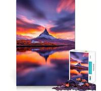 Reflet de Montagne au Coucher du Soleil Puzzle de 1000 pièces pour Adolescents Jeu de réflexion et d'apprentissage Atelier d'assemblage apaisant Objet de Collection (50x75cm)