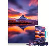 Reflet de Montagne au Coucher du Soleil, Puzzle de 1000 pièces pour Adultes, Cadeau pour améliorer la mémoire et Les Loisirs, décoration Murale aux découpes nettes (38x26cm)
