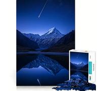 Reflet de Montagne avec étoile filante Puzzle de 1000 pièces pour Adolescents Jeu de réflexion et détente Cadeau de qualité supérieure (38x26cm)