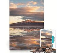 Reflet de Montagne dans l'eau au Coucher du Soleil Puzzle de 1000 pièces pour Adultes Jeu de réflexion Loisirs d'intérieur Découpe de précision pour Les fêtes (38x26cm)