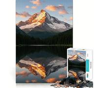 Reflet de Montagne dans Un lac au Coucher du Soleil Puzzle de 1000 pièces pour Adolescents Développement de la mémoire Conception Anti-Stress (38x26cm)