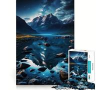 Reflet de Montagne dans Un lac la Nuit Puzzle de 1000 pièces pour Adultes pour améliorer sa mémoire et se détendre Décoration Murale aux découpes nettes (38x26cm)