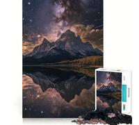 Reflet de Montagne sous Un Ciel étoilé Puzzle de 1000 pièces pour Adultes et Adolescents Jeu de logique Découpe de précision (50x75cm)