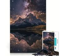 Reflet de Montagne sous Un Ciel étoilé Puzzle de 1000 pièces pour Adultes Jeu de logique et de détente Design Amusant pour Les fêtes (38x26cm)