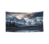 Reflet du nuage et des montagnes Bannière Décor de fête Bannière d'anniversaire Photographie Décorations de fond Intérieur Extérieur Décoration murale Bannière Fournitures de fête Favors 177,8 x 88,9