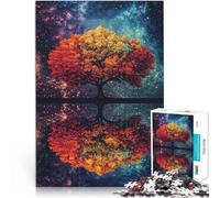 Reflet d'un Arbre dans Un Ciel étoilé Puzzle pour Adolescents 1000 pièces Jeu de Casse-tête Décoration d'intérieur 38x26cm