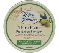 REFLETS DE FRANCE Thon Blanc Entier à l'Huile d'Olive Vierge Extra, Pêché en Atlantique Nord-Est, Préparé en Bretagne, Boîte de 104g - Lot de 3