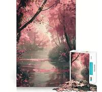 Reflets de la forêt Rose Puzzle de 1000 pièces pour Adolescents Jeu de logique et de Sens Simple et Amusant Bords Lisses Cadeau élégant (50x75cm)