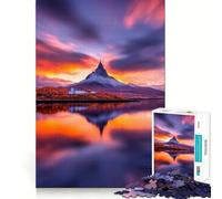 Reflets de Montagne au Coucher du Soleil Puzzle Adulte 1000 pièces Renforce la mémoire Détente et Amusement Qualité supérieure pour Les fêtes (38x52cm)