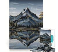 Reflets de Montagne avec Accents dorés Puzzle de 1000 pièces pour Adolescents Jeu intellectuel Moments de complicité Découpe de qualité Cadeau mémorable (38x52cm)