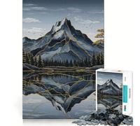 Reflets de Montagne avec Accents dorés Puzzle de 1000 pièces pour Adultes Jeu de logique Solide et apaisant Bords Nets Cadeau Artistique (38x26cm)