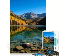 Reflets d'un lac Alpin en Automne Puzzle de 1000 pièces Jeu de réflexion Exercice de logique Emboîtement précis sans espaces Défi cérébral interactif pour la Maison (38x26cm)