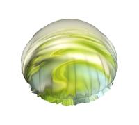 Reflets d'une feuille verte dans l'eau de la rivière,Bonnet de douche/bonnet de nuit double couche imperméable et élastique, bonnet de bain réutilisable