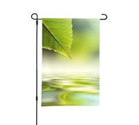 Reflets d'une feuille verte dans l'eau de la rivière,Drapeau de jardin décoratif double face pour intérieur et extérieur, 30 x 45 cm