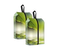 Reflets d'une Feuille Verte dans l'eau de la rivière， Lot de 2 Sacs à Chaussures de Voyage, Sacs de Rangement imperméables, Organisateur de Chaussures pour Les Voyages et la Maison