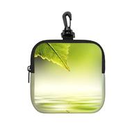 Reflets d'une Feuille Verte dans l'eau de la rivière,Pochette de Rangement carrée à Fermeture éclair, Porte-Monnaie en néoprène, Petit Portefeuille, Pochette à Monnaie, Porte-Monnaie