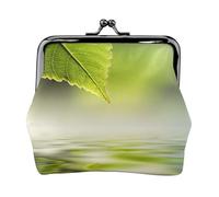 Reflets d'une Feuille Verte dans l'eau de la rivière,Porte-Monnaie en Cuir PU, Petit Portefeuille, Pochette à Monnaie avec Fermoir Baiser