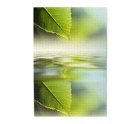 Reflets d'une Feuille Verte dans l'eau de la rivière, Puzzles de 1000 pièces en Bois, Jeu Familial, décoration Murale pour Adultes et Adolescents