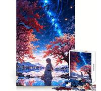 Reflets étoilés︰ Sérénité au Bord du lac Puzzle de 1000 pièces pour Adolescents Développe la réflexion Loisirs Cadeau attentionné Bords précis 50x75cm