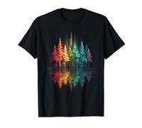 Réflexion des Arbres et de la Nature, extérieur, forêt et Faune T-Shirt Graphique avec Valeur, Homme, Noir, XL