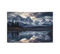 Réflexion du nuage et des montagnes Bannière Décoration de fête Drapeau Fête d'anniversaire Photographie Fond Bannières et panneaux Décoration murale Bannière Fournitures de fêtes 180 x 119 cm