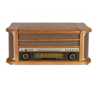 Reflexion HIF2002 Chaîne stéréo rétro FM, CD, Cassette, Lecteur de disque, USB, Boîtier en bois véritable, fonction