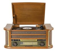 Reflexion HIF2002 Chaîne stéréo rétro FM, CD, Cassette, Lecteur de disque, USB, Boîtier en bois véritable, fonction