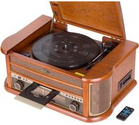 Reflexion HIF2002 Chaîne stéréo rétro FM, CD, Cassette, Lecteur de disque, USB, Boîtier en bois véritable, fonction