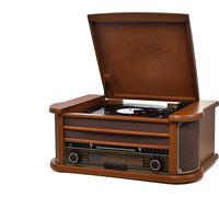 Reflexion HIF2004BT - Platine vinyle hi-fi rétro dans un boîtier en bois avec radio FM, lecteur CD/MP3, Bluetooth & USB