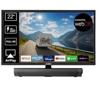 Reflexion LED22iBT Smart TV 22" avec barre de son, Full HD, Wi-Fi, Bluetooth, HDMI, USB, CI+, adaptateur de voiture 12 V, idéal pour camping-cars, caravanes, campeurs et bateaux - Télécommande incluse
