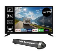 Reflexion LED24iBT Smart TV 24 Pouces avec Barre de Son, Full HD, Wi-FI, Bluetooth, HDMI, USB, CI+, Adaptateur de Voiture 12 V, idéal pour Camping-Cars, caravanes, campeurs et Bateaux - Télécommande