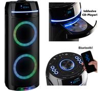 REFLEXION PS10BTCD Enceinte de fête mobile Bluetooth, éclairage LED disco, avec lecteur CD intégré, connexions polyvalentes, batterie de 10 heures