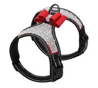 Réflexion Réfléchie Extérieure Righine Brillant Ajustement Ajustement Ajustement De Chien en Nylon en Maille Bowknot pour Pug Yorkshire Schnauzer,Rouge,L