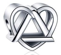 Réflexions Adoption Symbole Cœur Charm, Fit bracelet pandora valentines, perle coeur et triangle entrelacés ajourés en argent sterling 925, cadeau pour petite