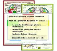 Réflexologie plantaire, pack de 3 planches de pratique A4, traditionnelle, émotionnelle et Loi des 5 éléments